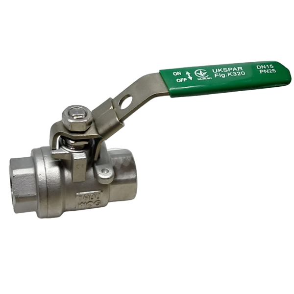 Кран шаровой двухсоставной муфтовый нержавеющий PN25, шар-нж сталь 304, PTFE